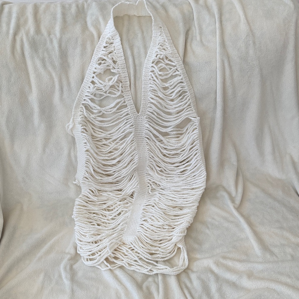 White Crochet Halter Top/Dress